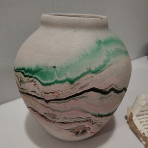 Vintage vase with beautiful multicolor and detail signed bottom
